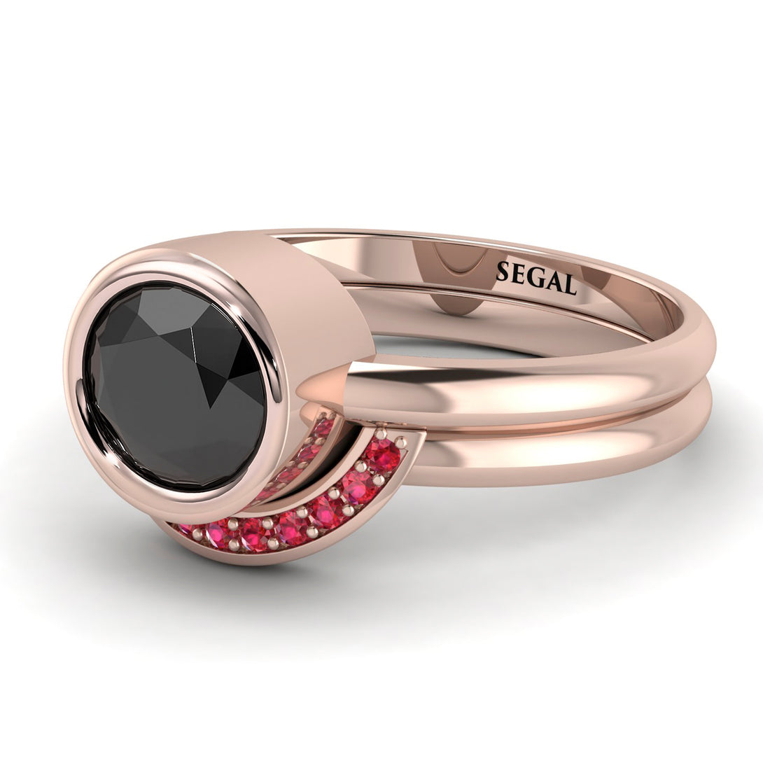 Bezel Black Diamond Bridal Set - Emerson No. 53